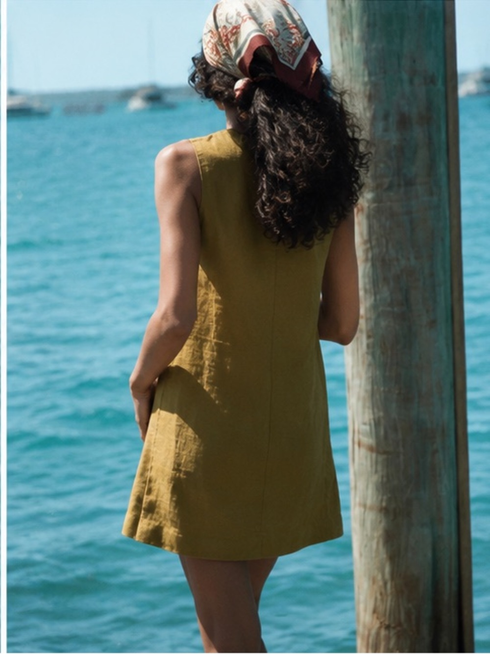 NWT DÔEN Bennett Linen Dress in Golden Olive Sz S - Picture 5 of 17